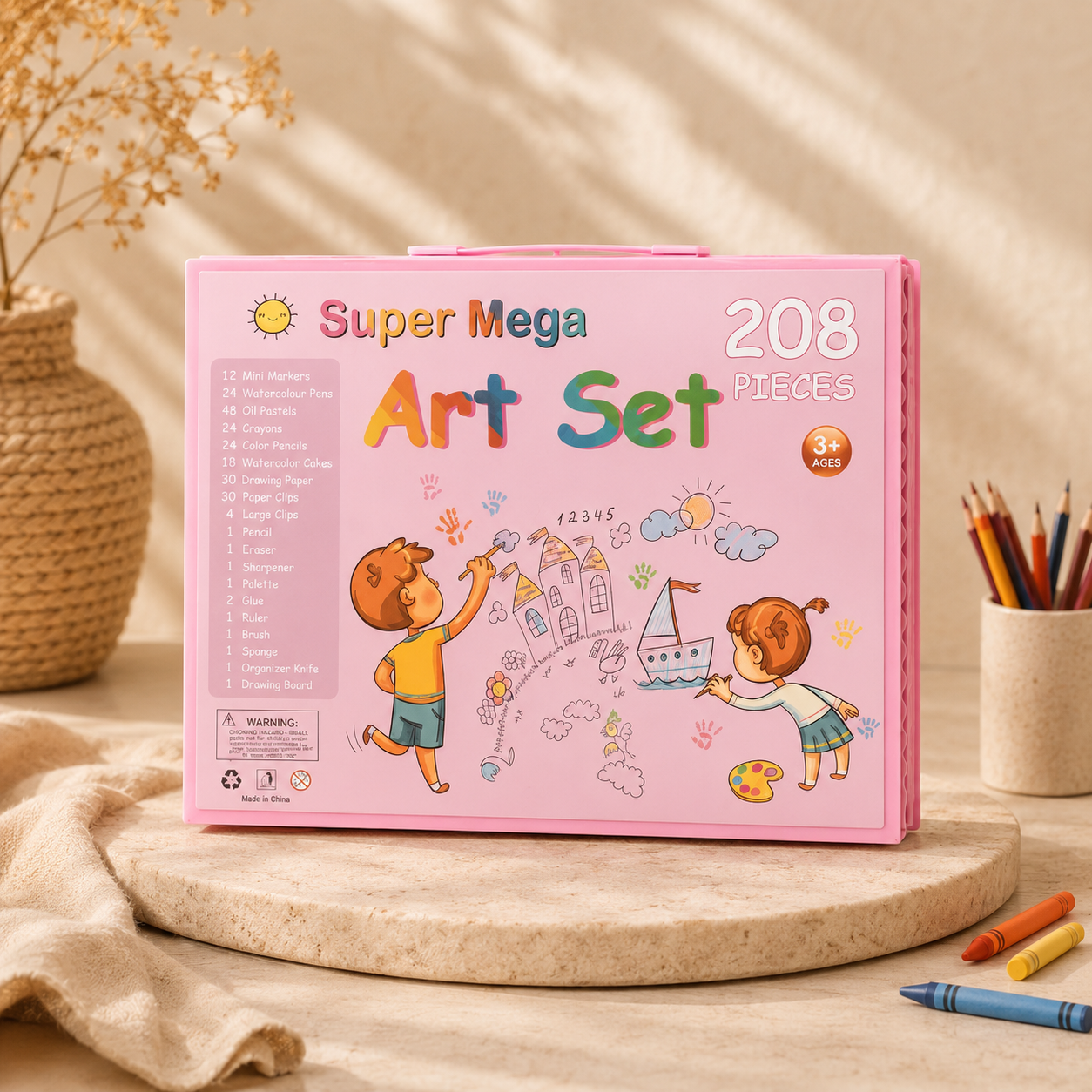 Super Mega 208 Piece Kids Art Set