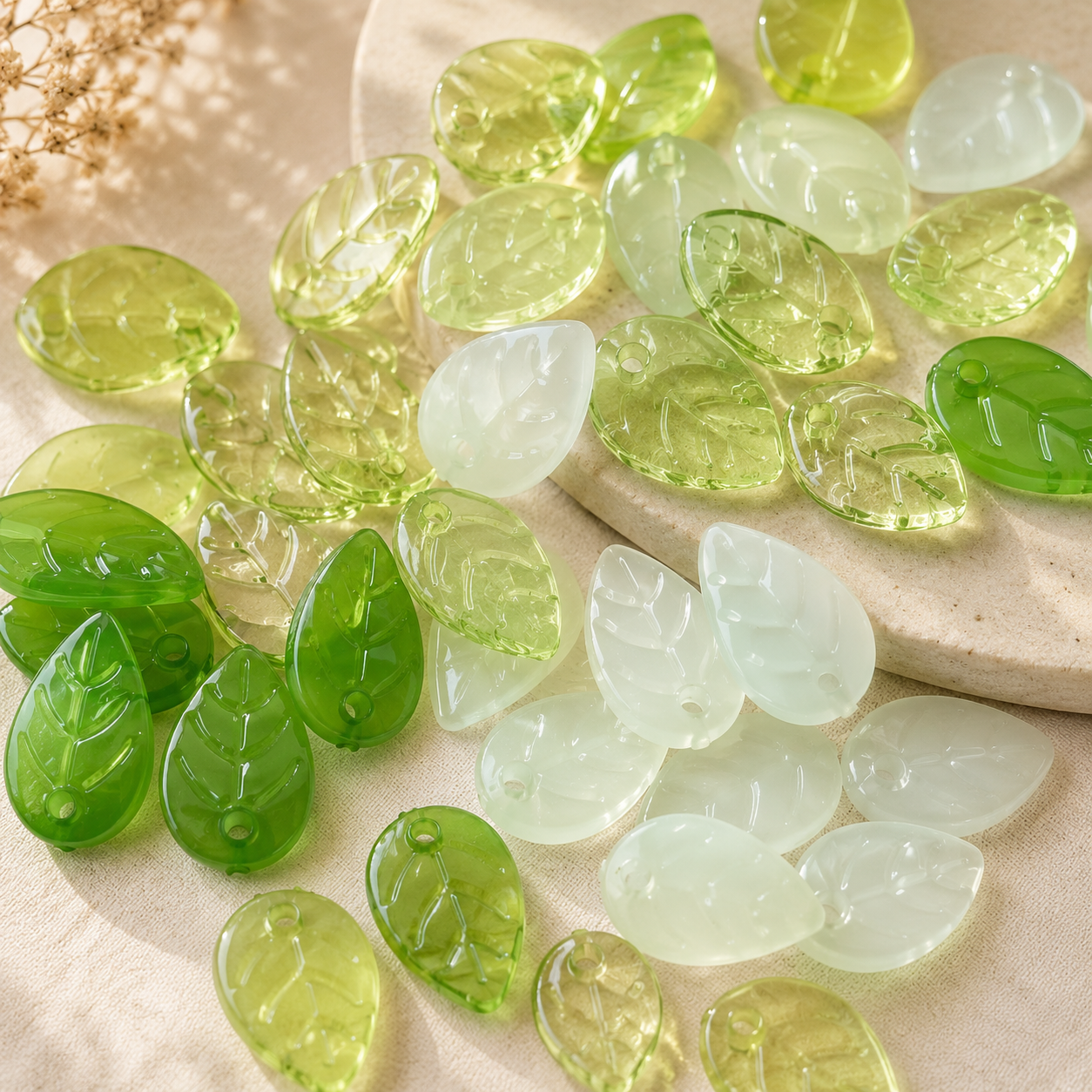 Leaf Shape Acrylic Beads Pack (20pcs)