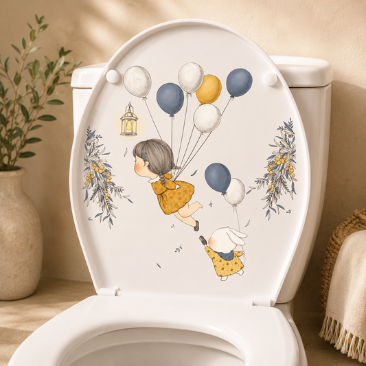 Whimsical Balloon Toilet Seat Cover Sticker