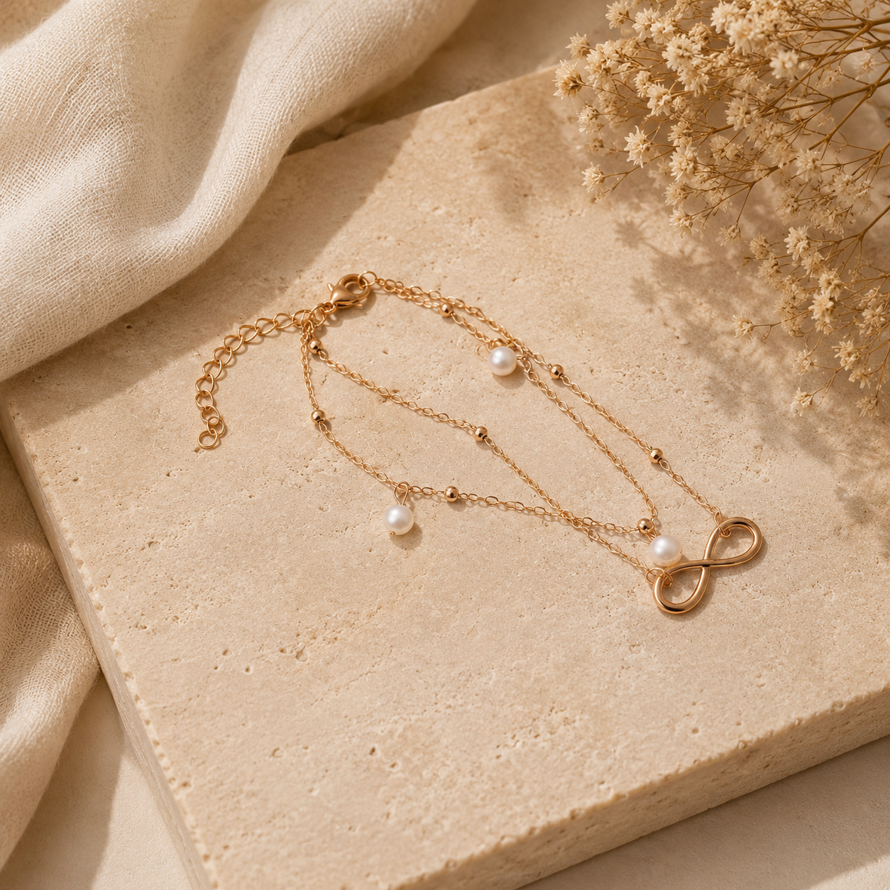 Infinity Pearl Layered Bracelet