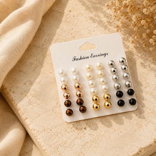 Luxury Multi-Color Pearl Stud Earring Set