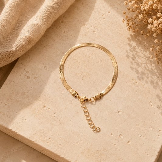Luxe Herringbone Gold Bracelet