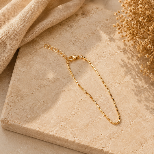 Minimalist Gold Box Chain Bracelet