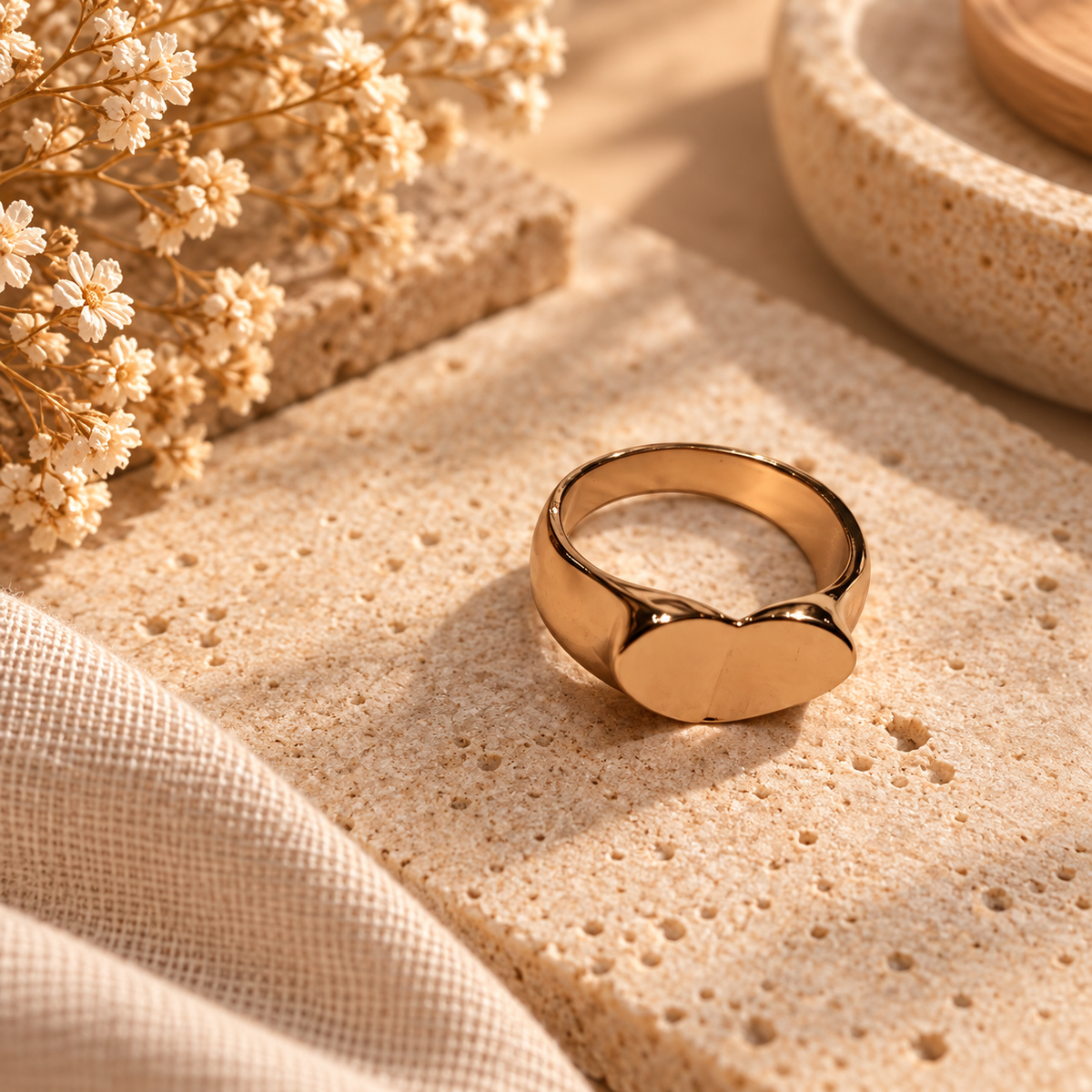 Polished gold-tone minimalist dome statement ring
