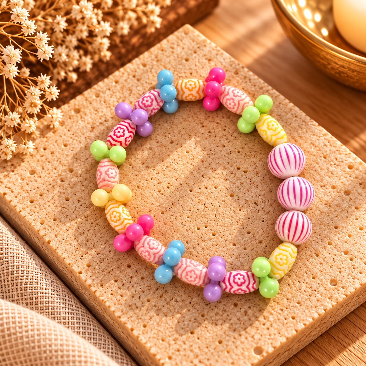 Colourful Floral Beaded Bracelet