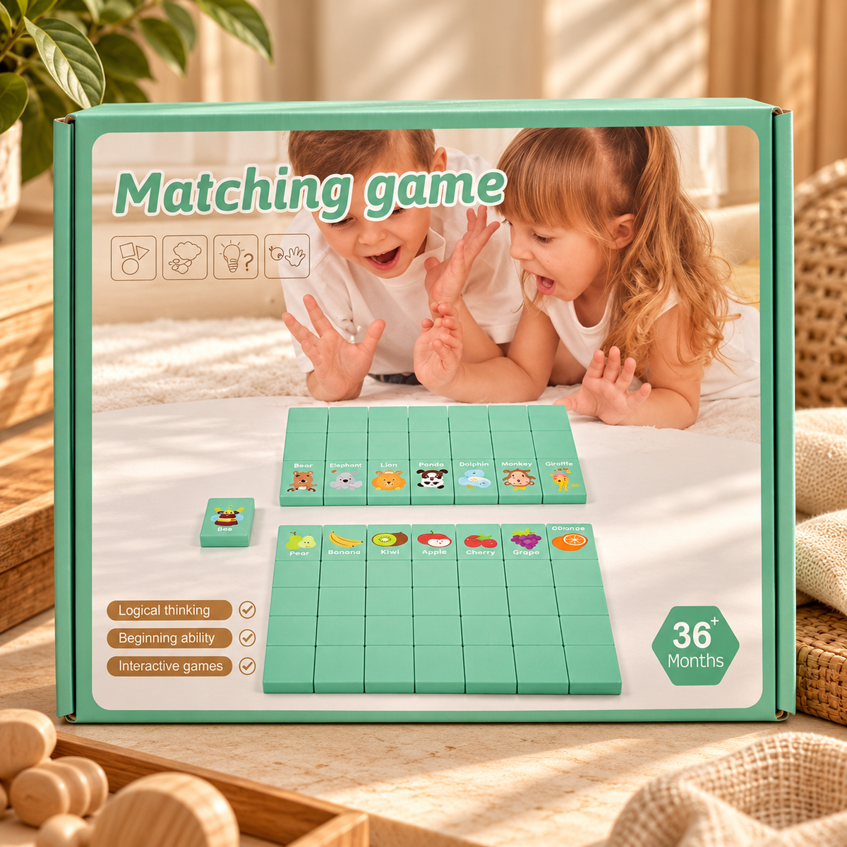 Kids Educational Animal & Fruit Matching Game