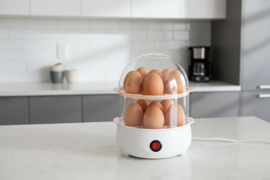 Egg incubator with brown eggs on a white background