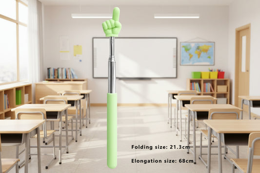 Green telescopic brush with a finger attachment on a white background