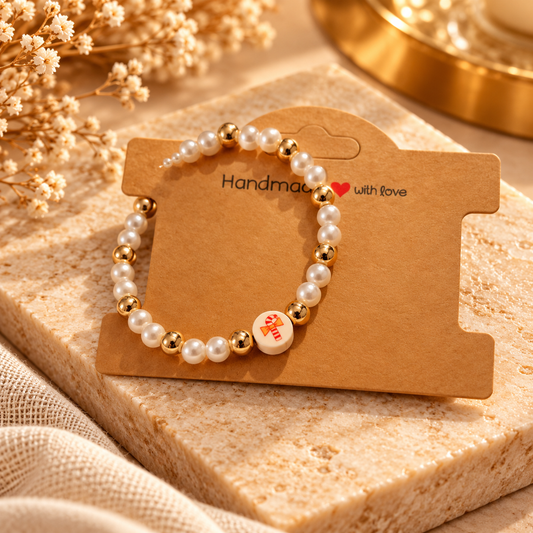 Handmade Kids Christmas Pearl Bracelet – Candy Cane