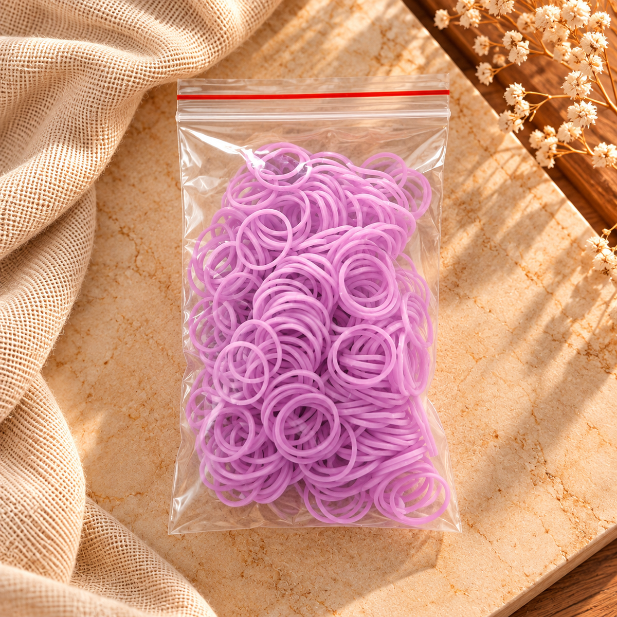 Lavender Purple Elastic Hair Bands – Bulk Pack
