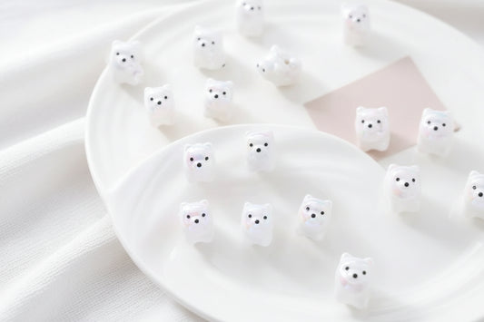 White Dog UV Coated Beads