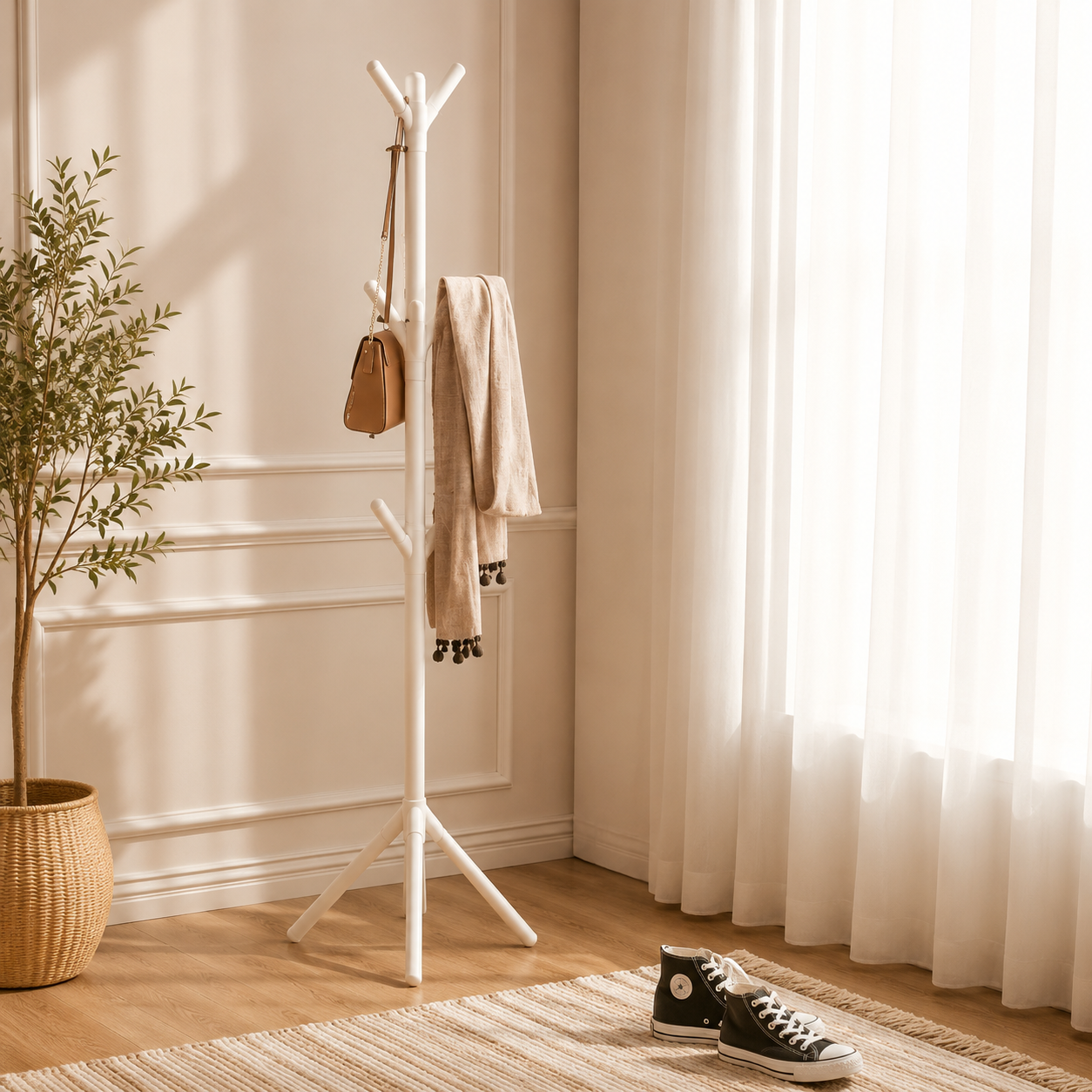 Modern Standing Coat Rack with Hooks