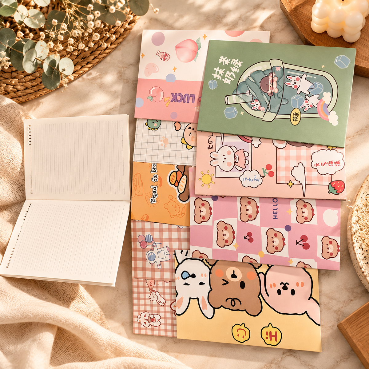 Cute Kawaii Mini Lined Notebooks – Assorted Designs