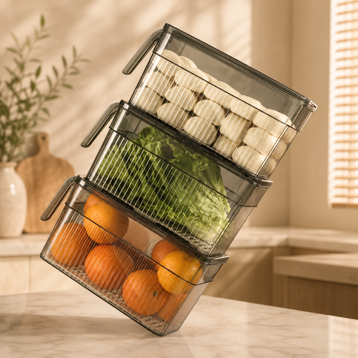 Stackable Refrigerator Storage Organizer Bin