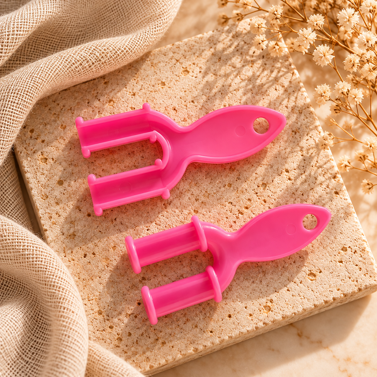 Pink Hair Braiding & Hair Looping Tools – 2 Piece Set