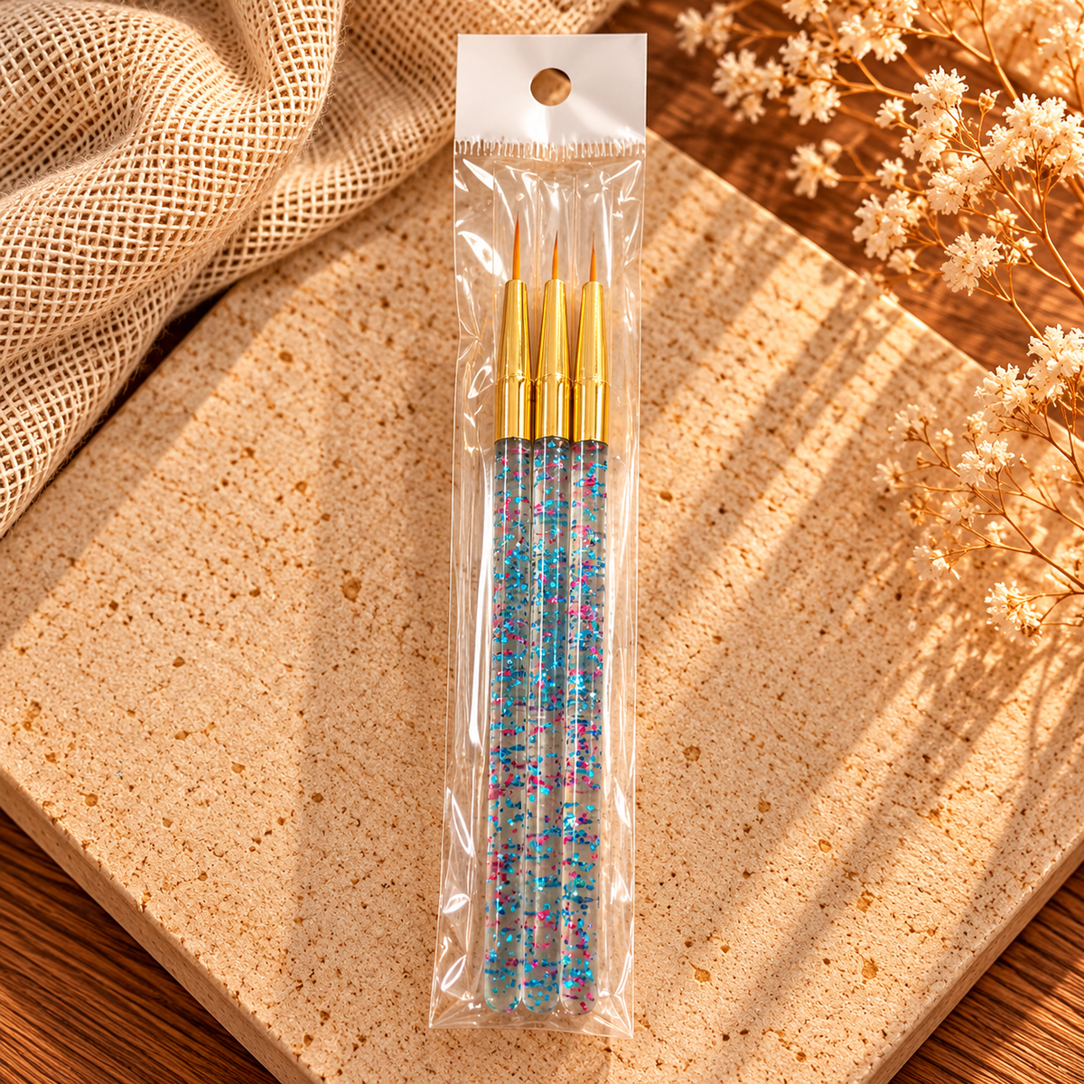 3-Piece Fine Detail Nail Art Brush Set