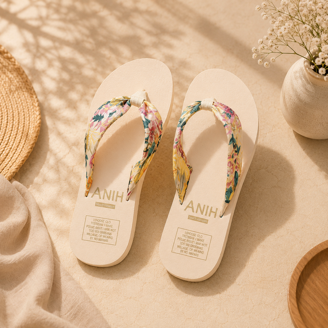 Floral Strap Summer Flip Flops for Women