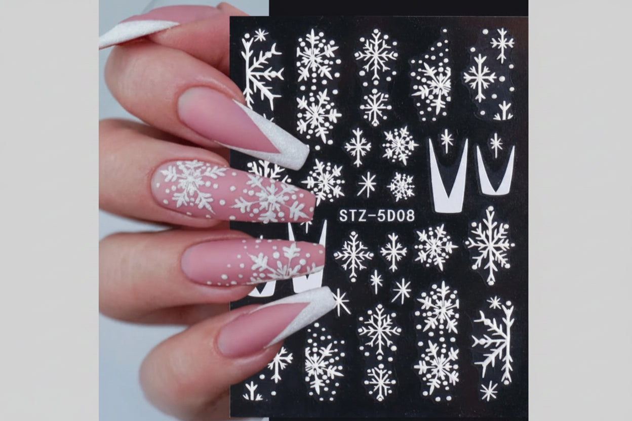 5D Snowflake Nail Art Sticker Sheet