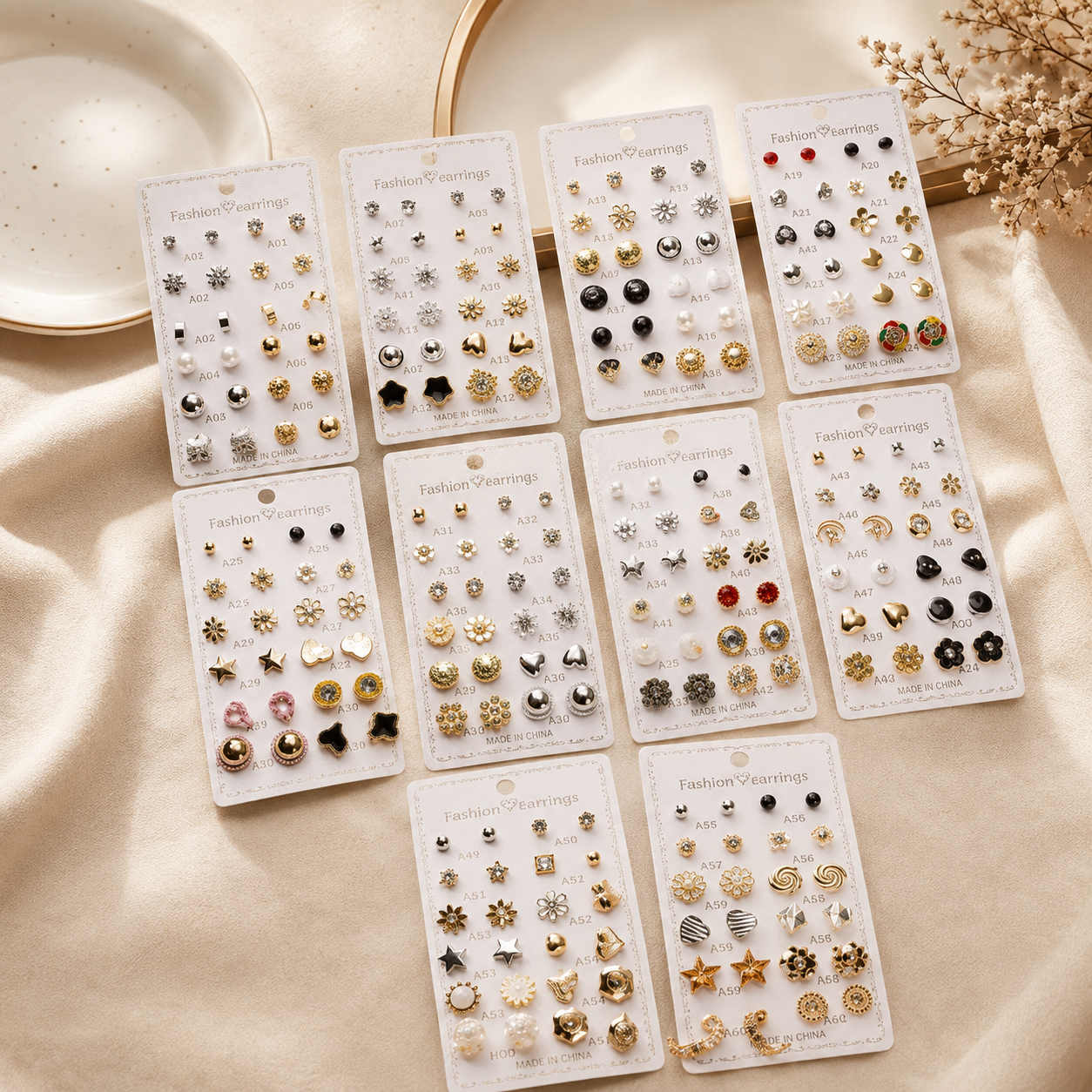 12 Pair Tiny Stud Earrings Set