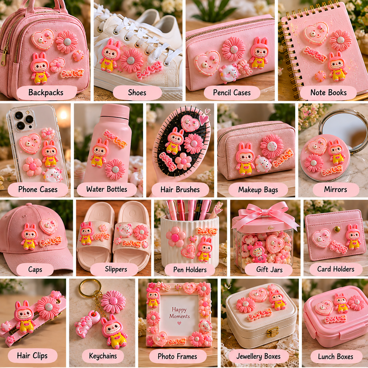 Cute Pink 3D Decorative Charms – DIY Craft Accessories