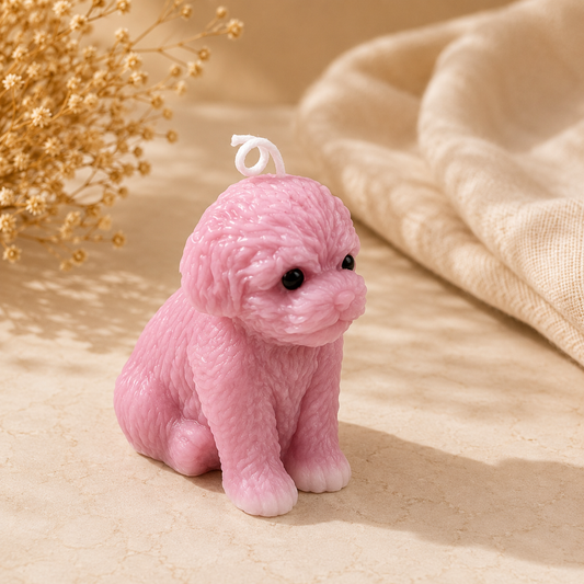 Pink Puppy Decorative Candle
