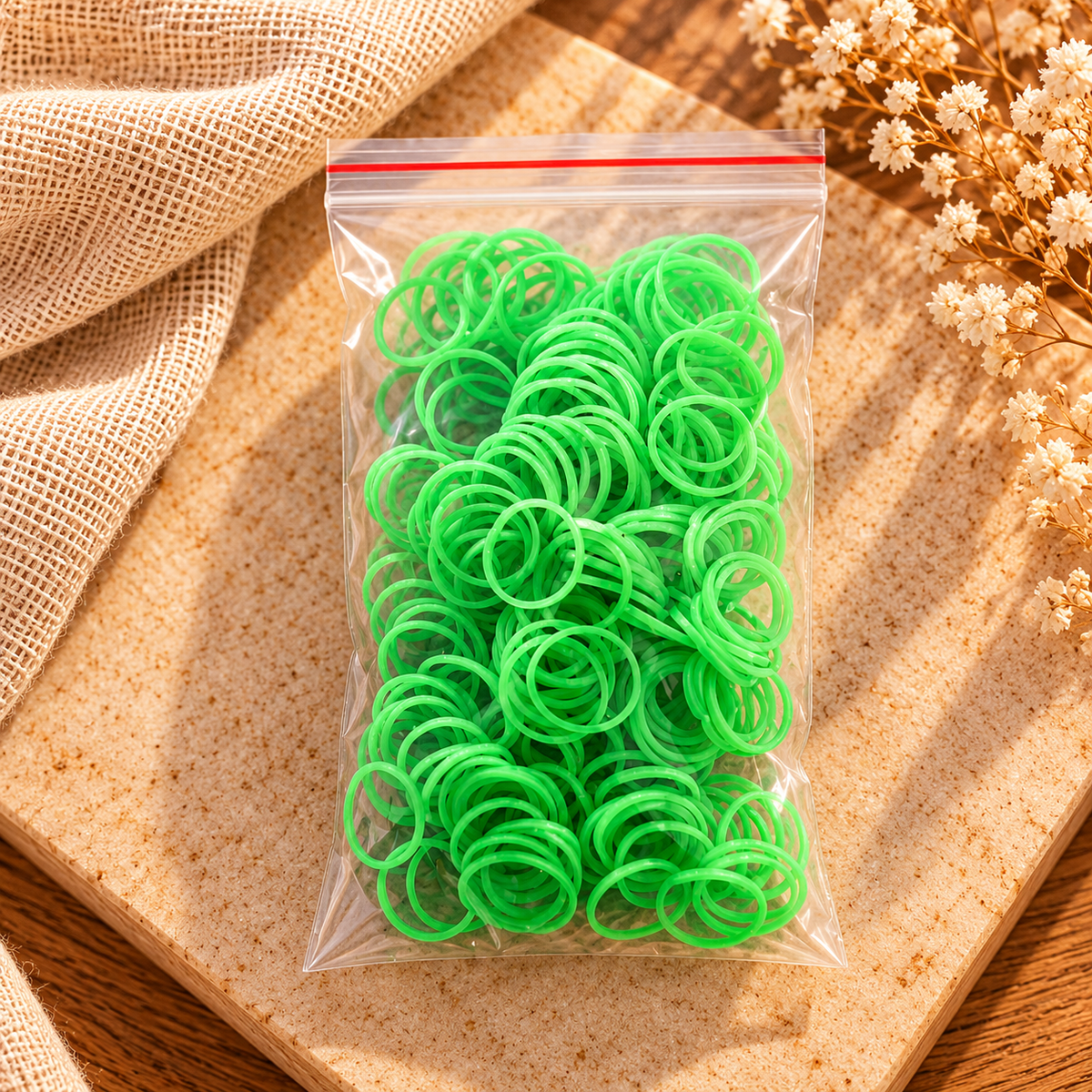 Neon Green Elastic Hair Bands – Bulk Pack