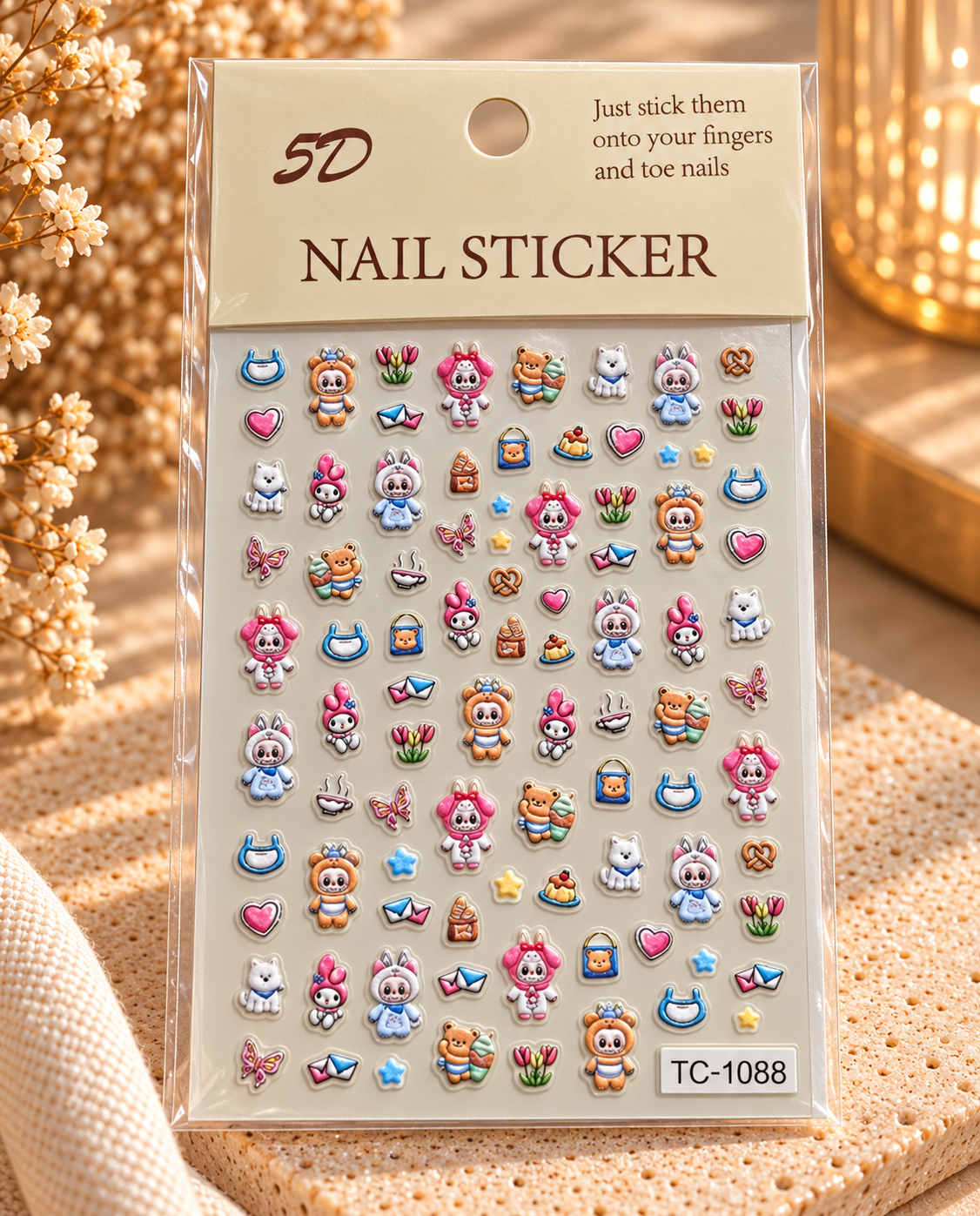 5D Cute Character Nail Stickers – Colourful Designs